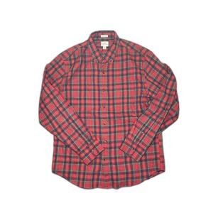 J. Crew 100% Cotton Brushed Twill Red Plaid Blouse Size Large